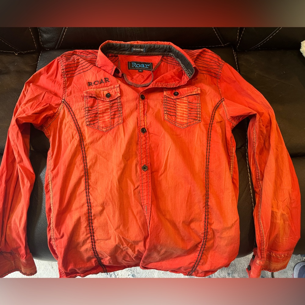 Roar orange long sleeve button down